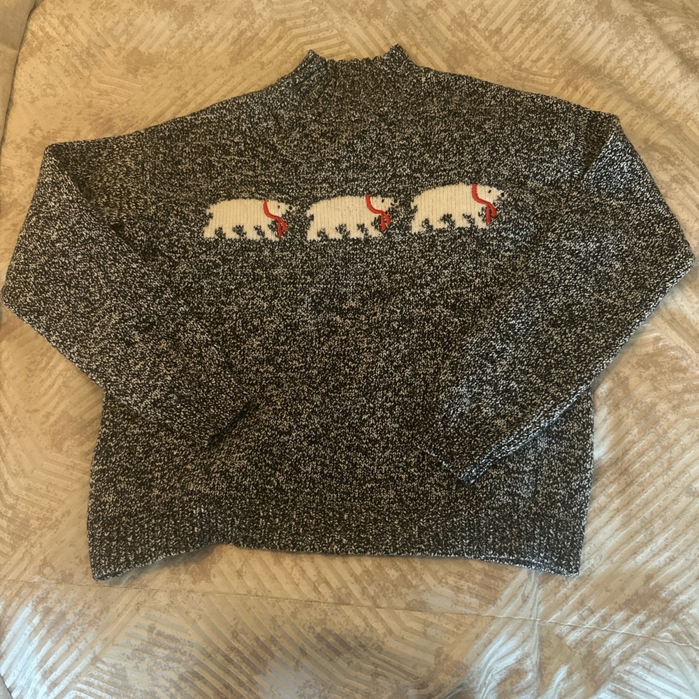 LOFT Charcoal  Sweater with Polar Bear Design